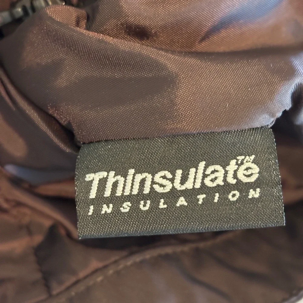 LL Bean Quilted Thinsulate Insulated Jacket Womens Small Petite‎ Zip Up Brown